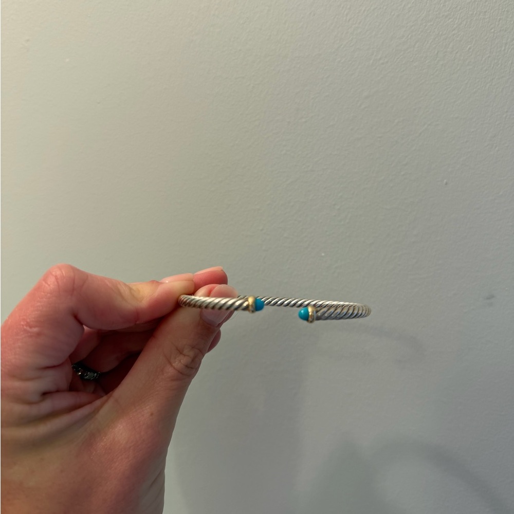 David Yurman Silver Bracelet with Turquoise and Gold Accents - Picture 6 of 6